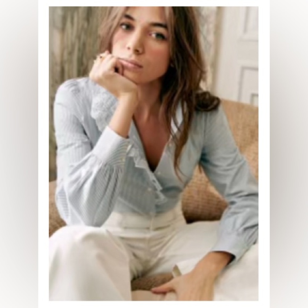 Sezane Chlo Shirt Rayures Ecru/bleu - Size 36